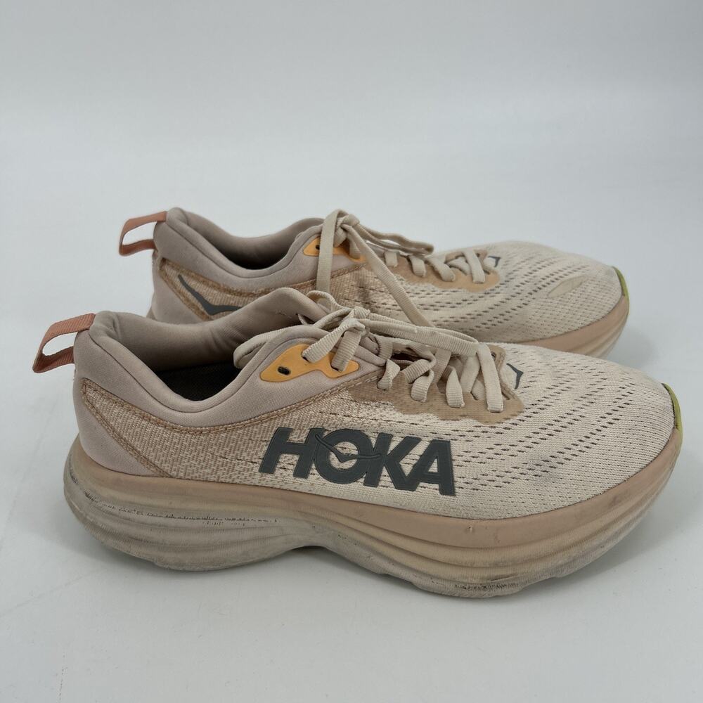 Hoka One One Bondi 8 Sneaker Womens Size 7.5B Cream Vanilla Used - Picture 4 of 9